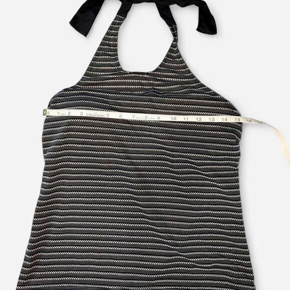 Liz Claiborne Black and White Striped Halter Tankini Swimsuit Top - Picture 3 of 6